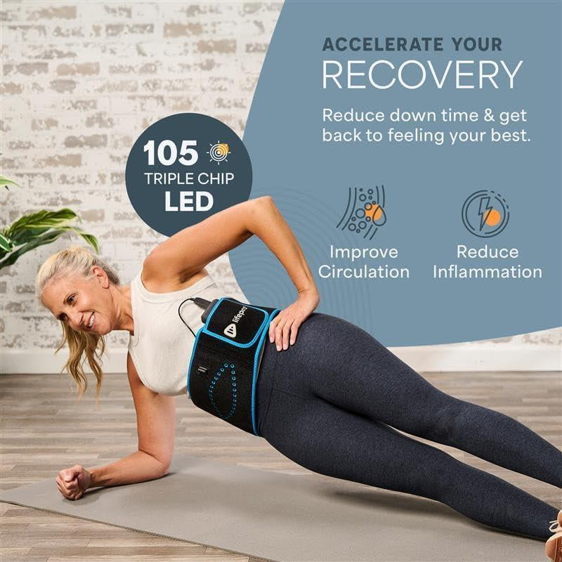 Lifepro Allevared Light Therapy Belt - Lifetime Warranty - 660Nm Red + 850Nm NIR - 105 Triple LED - Skin & Muscle Support - Portable Wraparound - Remote Control