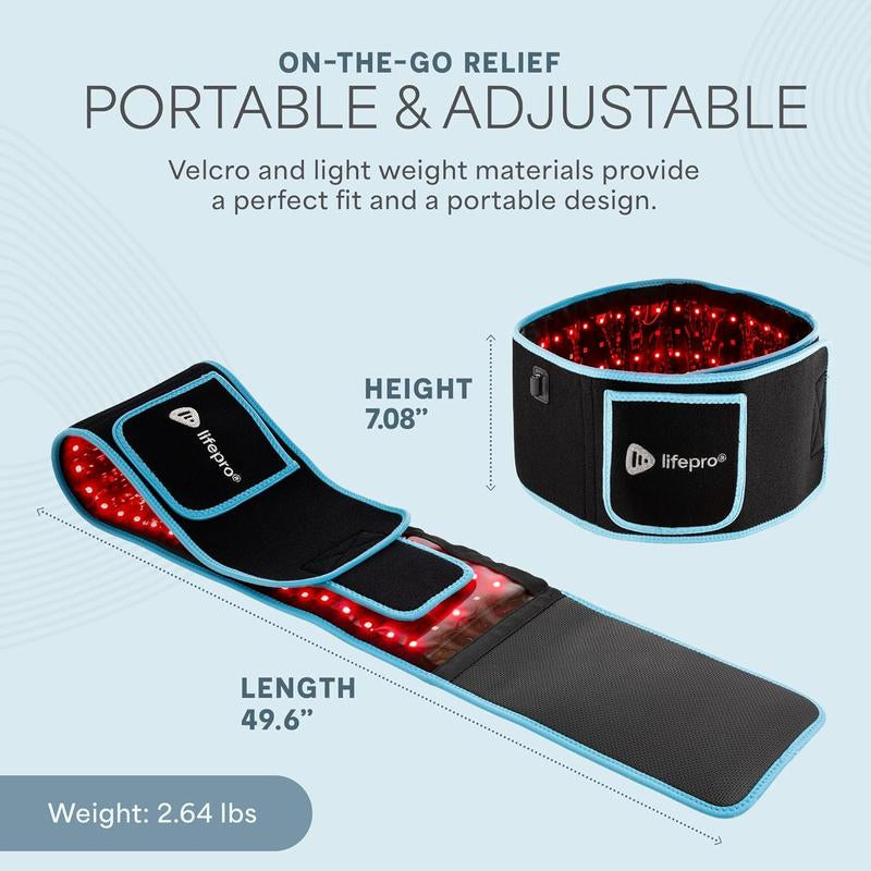Lifepro Allevared Light Therapy Belt - Lifetime Warranty - 660Nm Red + 850Nm NIR - 105 Triple LED - Skin & Muscle Support - Portable Wraparound - Remote Control